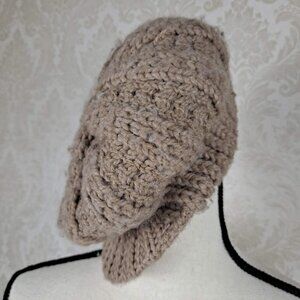 Tan Newsboy Knitted Hat with Brim